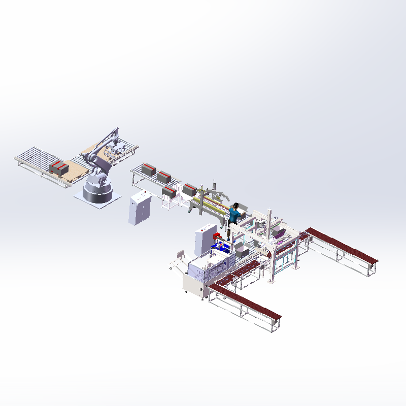产品分拣装箱开箱机放卡片封箱机称重剔除码垛自动化包装图纸
